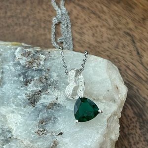 Trillion Cut 2 carat Emerald Necklace